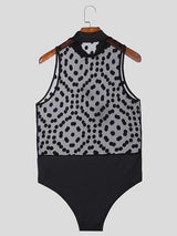 Mens Polka Dot Mesh Sheer Bodysuit SKUK99039