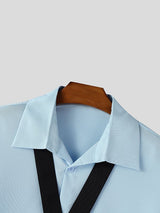 Men's Solid Color Layered Sleeve Long Sleeve Shirt SKUL43857