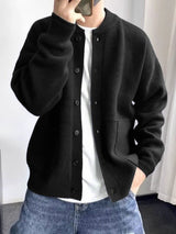 Men's Solid Color Knitted Long Sleeve Cardigan SKUL34481
