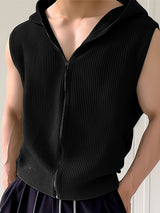 Mens Waffle Knit Zip Front Hooded Waistcoat SKUK48908