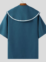 Men's Asymmetric Neck Long Sleeve Shirt SKUL41463