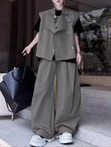 Men's Solid Lapel Drawstring Two Pieces Outfit SKUL31923