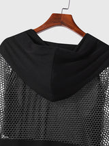 Mens Mesh Patchwork Hooded Crop Top SKUK35598