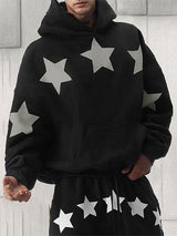 Mens Star Print Pullover Long Sleeve Hoodie SKUK80488