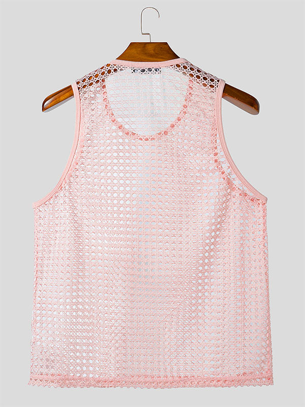 Mens Solid Color Sheer Mesh Tank SKUL08550