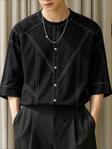 Men's Deconstructed Contrast Line Half Sleeve Shirt SKUL40108