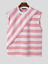 Mens Striped Layered Design Casual Sleeveless Vest SKUK38935