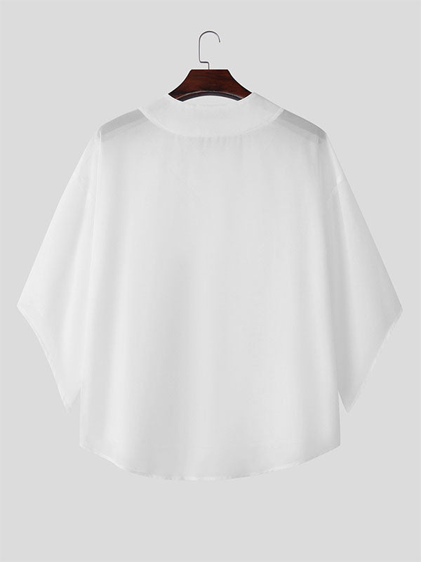 Mens Sheer Mesh 3/4 Length Sleeve T-Shirt SKUL11813