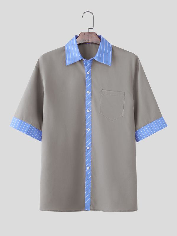 Men's Striped Color Block Half Sleeve Shirt SKUL57347