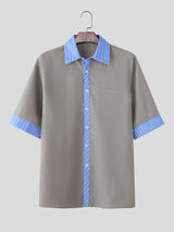 Men's Striped Color Block Half Sleeve Shirt SKUL57347