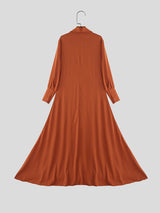 Men's Solid Color Floor-Length Long Hem Long Sleeve Cardigan SKUL28134