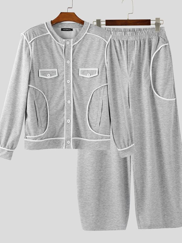 Men's Color Block Stitch Two Pieces Outfit SKUL34183