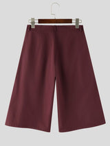 Men's Vintage Cityboy Harajuku Pleated Wide Leg Culotte Short SKUL69345