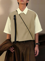 Men's Faux Two Piece Contrast Color Half Sleeve Shirt SKUL41270