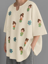 Men's Cartoon Print V Neck Half Sleeve T-Shirt SKUL38587