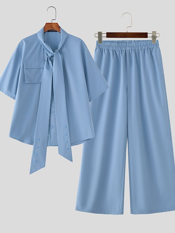 Men's Knotted Tie Casual Two Pieces Outfit SKUL37260