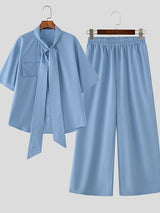 Men's Knotted Tie Casual Two Pieces Outfit SKUL37260