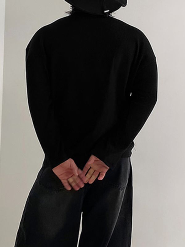 Men's Minimalist Textured Crew Neck Long Sleeve T-shirt SKUL43998