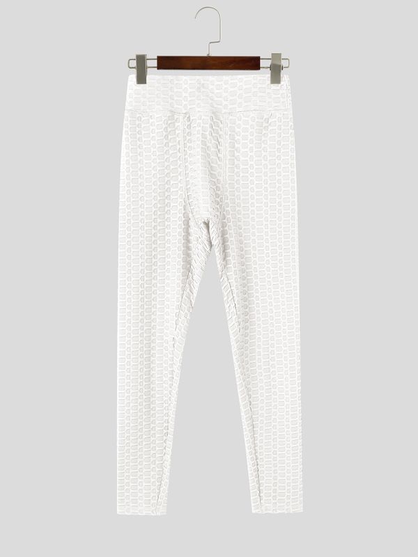 Men's Athletic Performance Gym Workout Honeycomb Textured High-Waist Pant SKUL83955