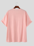 Mens Solid Split-Buttoned Half Sleeve T-Shirt SKUK55811