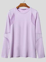 Men's Sheer Mesh Patchwork Long Sleeve T-shirt SKUL46211