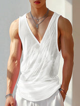 Mens Sexy Sheer Deconstructed V-Neck Tank SKUK68524