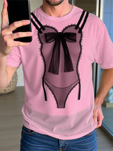 Mens Lace patchwork Semi Sheer Short Sleeve T-Shirt SKUL13757