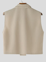 Men's Solid Color Knot Cropped Waistcoat SKUL45057