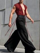 Men's Ribbon Patchwork Sheer Mesh Tank SKUL55610