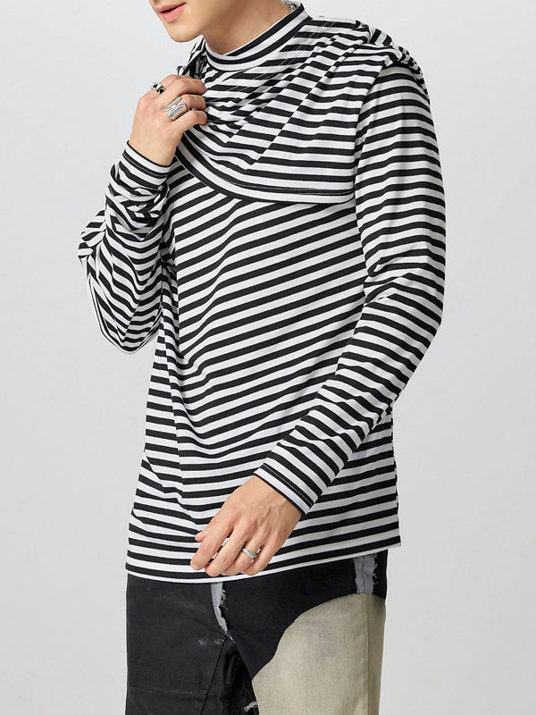 Mens Hollow-Out Striped Long-Sleeve T-Shirt SKUK85766