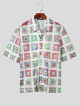 Mens Windowpane Pattern See Through Casual Shirt SKUK61117