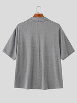 Men's Solid Color Casual Lapel Short Sleeve Shirt SKUL23750