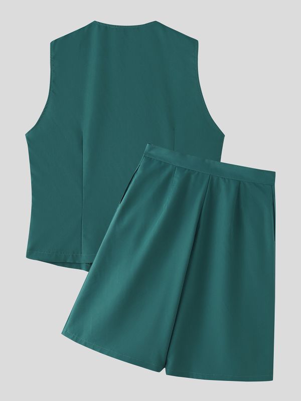 Men's Solid Color Minimalist Casual Two Pieces Outfit SKUL53953