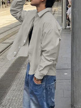 Men's Solid Color Minimalist Long Sleeve Shirt SKUL44023