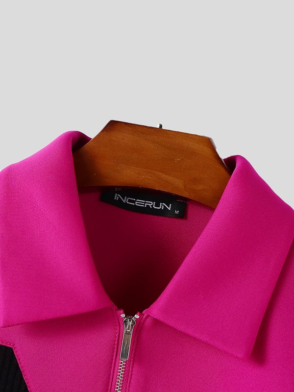 Men's Contrast Color Textured Long Sleeve Jacket SKUL44402