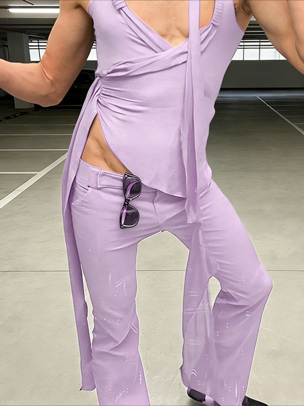 Men's Extra-Long Floating Ribbons Deconstructed Wrap Tank SKUL61064