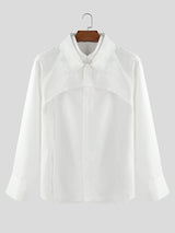 Men's Solid Hollow Fake Two Piece Long Sleeve Shirt SKUL24190