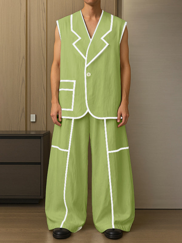 Men's Contrast Stripe Casual Two Pieces Outfit SKUL20995