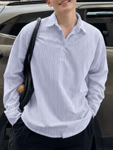 Men's Striped Turn Down Collar Long Sleeve Shirt SKUL47920