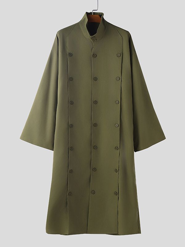 Men's Solid Color Button Long Hem Long Sleeve Shirt SKUL47949