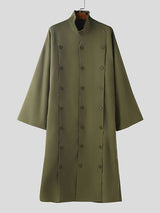 Men's Solid Color Button Long Hem Long Sleeve Shirt SKUL47949