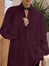 Mens Solid Color Ruffled Long Sleeve T-Shirt SKUK85576