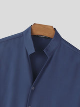Men's Solid Color Slit Design Half Sleeve Shirt SKUL51072