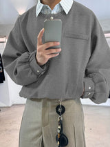 Men's Faux Two Piece Long Sleeve Shirt SKUL37698