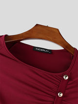 Men's Pleated Knitted Long Sleeve T-Shirt SKUL35081