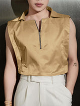 Mens Solid Color Half-Zip Tank SKUL07647