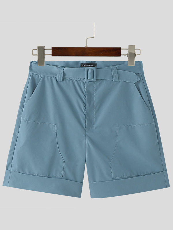 Mens Solid High Waist Casual Shorts SKUK55089