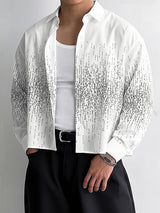 Men's Minimalist Print Cropped Long Sleeve Shirt SKUL38531