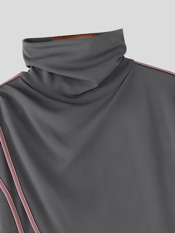 Men's Contrast Color Edge Knit Long Sleeve T-shirt SKUL43943