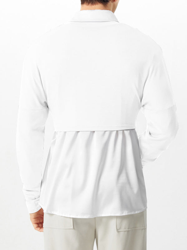 Mens Draped Neck Cropped Long Sleeve T-Shirt SKUK77389